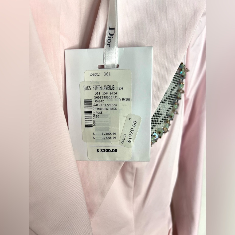 NWT Authentic Christian Dior Women's Pink Embellished Pocket Blazer size 4 - Picture 6 of 13